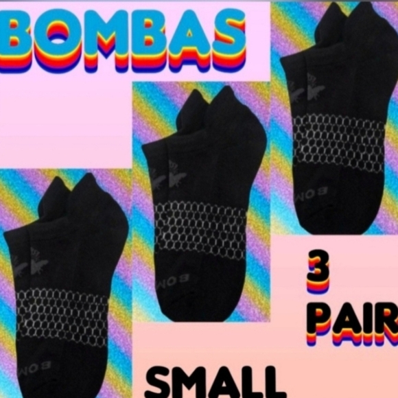 Bombas Ankle Socks Small3 Pair Unisex Womens & MensHoneycomb Black/Grey BNWOT - Picture 1 of 8